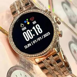 Olivepranc Gen 9 Diamond Strap HD Display Smartwatch for Women, 2 Straps, Bluetooth Calling, Rose Gold Strap