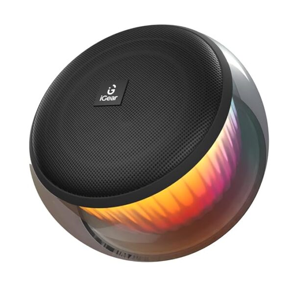 iGear Buzzy Portable Bluetooth Mini Speaker, TWS Function for Home Party, Twin Pairing, FM Mode, TF/SD Card Slot, AUX-in, 360° RGB Lights
